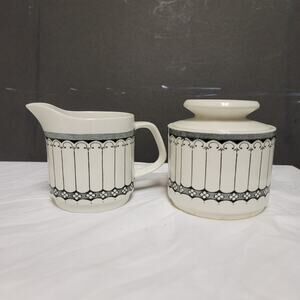 Contessa England Vintage Sugar Creamer Set JG Meakins Dinnerware Black White